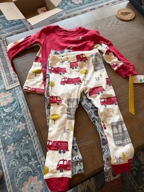 Carter's Red and Cream Firetruck Pajama Set